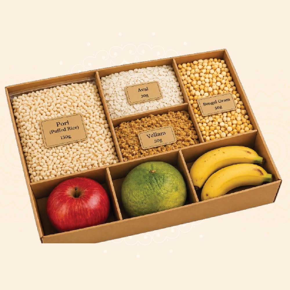 Ayudha Pooja Package 03 - Prasadam Box with Fresh Fruits (275 g + Fruits)